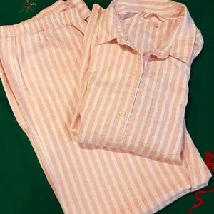 VGC Victoria's Secret Pink Size M Pink/White Striped Button Up Pajama Set